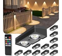 VOLISUN Solar Fence Lights with Remote Control, 50 Lumen LED Fence Solar Lights, IP65 Waterproof, 10 RGB Color Long-Lasting Decorative Lighting for Garden Backyard Deck, Patio Railing (12 Pack)