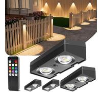 VOLISUN Solar Fence Lights with Remote Control, 50 Lumen LED Fence Solar Lights, IP65 Waterproof, 10 RGB Color Long-Lasting Decorative Lighting for Garden Backyard Deck, Patio Railing (4 Pack)