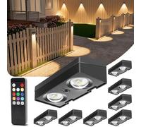 VOLISUN Solar Fence Lights with Remote Control, 50 Lumen LED Fence Solar Lights, IP65 Waterproof, 10 RGB Color Long-Lasting Decorative Lighting for Garden Backyard Deck, Patio Railing (8 Pack)