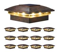 VOLISUN Solar Post Cap Light Outdoor 16pack,Solar Deck Fence - Post Lights Waterproof for 4x4 Wooden/4x4 Vinyl, with Warm White/Cool White for Garden/Patio/Porch