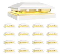 VOLISUN Solar Post Cap Light Outdoor Waterproof 16pack White,Solar Fence - Post Lights for 4x4 5x5 6x6 Wooden/Vinyl Post,White Deck Post Cap Light Solar Powered with Warm White for Garden/Patio/Porch
