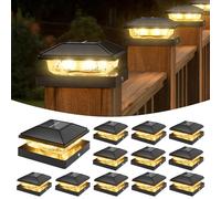 VOLISUN Solar Post Cap Lights 12 Pack, 4x4 Deck Fence Post Solar Lights Outdoor with Warm White Lighting, Waterproof Solar Lights for Vinyl/Wood Posts to Decorate Fence, Deck, Garden, Patio