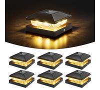 VOLISUN Solar Post Cap Lights 6 Pack, 4x4 Deck Fence Post Solar Lights Outdoor with Warm White Lighting, Waterproof Solar Lights for Vinyl/Wood Posts to Decorate Fence, Deck, Garden, Patio