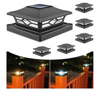 VOLISUN Solar Post Cap Lights, 6Pack, Black/White, Vinyl, Modern Style, Waterproof, 25LM LED, 6x6/4x4 Post Compatible