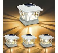 VOLISUN Solar Post Cap Lights Outdoor 4Pack, with Edison LED Bulbs, 2 Brightness Setting, Fence Post Lights Solar Powered for Garden Fence Deck Mailbox Yard Porch, Fits 4x4 6x6 Posts(Slate White)