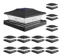 VOLISUN Solar Post Cap Lights Outdoor 4x4/6x6 Wooden/Vinyl Fence Post Cap Lights Solar Deck Post Lights Patio Garden,Warm White 2 Lighting Modes Waterproof,ABS Shell Lens Black (12 Pack)