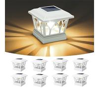 VOLISUN Solar Post Cap Lights Outdoor 8Pack, with Edison LED Bulbs, 2 Brightness Setting, Fence Post Lights Solar Powered for Garden Fence Deck Mailbox Yard Porch, Fits 4x4 6x6 Posts(Slate White)