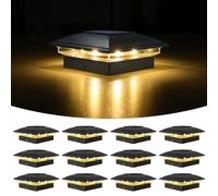 VOLISUN Solar Post Lights 12 Pack, 2 Lighting Modes Solar Post Cap Lights Outdoor, IP64 Waterproof, Fence Post Lights Solar Powered for 5×5 4×4 3.5×3.5 inch Wood/Vinyl Garden Posts Deck Patio(Black)