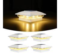 VOLISUN Solar Post Lights 4 Pack, 2 Lighting Modes Solar Post Cap Lights Outdoor, IP64 Waterproof, Fence Post Lights Solar Powered for 5×5 4×4 3.5×3.5 inch Wood/Vinyl Garden Posts Deck Patio(White)