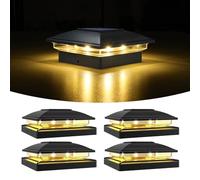 VOLISUN Solar Post Lights 4 Pack, 2 Lighting Modes Solar Post Cap Lights Outdoor, IP64 Waterproof, Fence Post Lights Solar Powered for 5×5 4×4 3.5×3.5 inch Wood/Vinyl Garden Posts Deck Patio(Black)