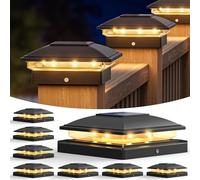 VOLISUN Solar Post Lights 8 Pack, 2 Lighting Modes Solar Post Cap Lights Outdoor, IP64 Waterproof, Fence Post Lights Solar Powered for 5×5 4×4 3.5×3.5 inch Wood/Vinyl Garden Posts Deck Patio(Black)