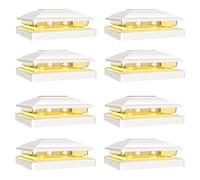 VOLISUN Solar Post Lights 8 Pack, 2 Modes Solar Post Cap Lights Outdoor IP65 Waterproof, Warm &Cool White Fence Post Light for 5×5 4×4 3.5×3.5 inch Wood/Vinyl Posts Park Squares Fence(White)