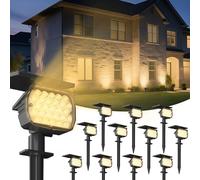 VOLISUN Solar Spotlight Outdoor, IP67 Waterproof Solar Landscape Spot Lights，Uplights for Yard Garden Pathway - 12 Pack (Warm White) 27 LED 3 Lighting Modes