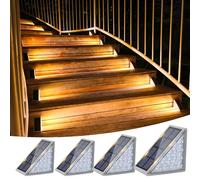 VOLISUN Solar Stair Lights 4 Pack, Solar Step Lights Outdoor Waterproof IP67, LED Outdoor Step Light,Outdoor Light Decor for Garden Stair, Deck, Front Step, Front Porch, and Patio（3000K）