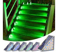 Volisun Solar Stair Lights 6 Pack, 7 Fixed Colors, Step Outdoor Waterproof Ip 67, Led Light, Deck Decor For Garden Front Porch