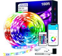 VOLIVO 100ft RGB Led Strip Lights, Color Changing Led Light Strips Kit with 44 Keys IR Remote Control, Led Lights for Bedroom, Room, Home Decoration Ultra Long RGB 5050 Led Strips