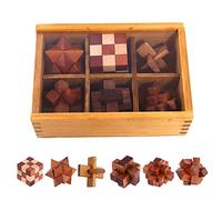 VolksRose - 6-Piece Wooden Puzzle Set for Adults, 3D Intellectual Intelligence Puzzle Game for Adults and Teenagers, Wooden Logic Puzzle Collection, Games