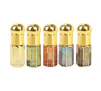 VolksRose Mini Vintage Essential Oils Roller Bottles, 5PCS Empty Multi-Angle Shaped Glass Rollerball Bottle Roll on Bottles for Travel Perfume Aromatherapy Sample Container