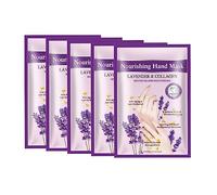 VolksRose Moisturizing Hand Mask Gloves for Dry Cracked Hands, Overnight Repair Treatment - Intensive Hydration Hand Masks with Lavender, 5 Pairs - Spa Care for Extremely Dry, Rough Skin