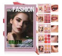 VolksRose Professional 67 pcs Make up Book Palette - 5-in-1 Palette with 24 Eyeshadow, 6 Cream Highlighter, 6 Blush, 7 Contour & 24 Lip Gloss, Easy to Create Full Face Look
