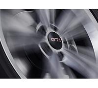Volkswagen 000071213E Hub Caps Dynamic Wheel Hub Caps (4 Pieces) with GTI Logo, Black/Red, Small