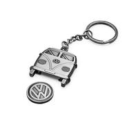 Volkswagen 1H1087703D Keyring T1 Bulli with Chip for Shopping Trolley VW Shopping Trolley Token, silver, standard size, Retro