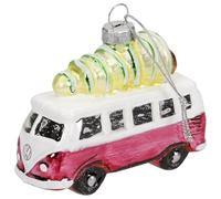 Volkswagen 3A2087790BL9 Christmas Tree Pendant VW T1 Bulli Christmas Tree Christmas Snow Glitter, Red/Pink