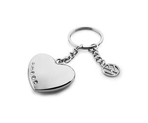 Volkswagen 7E9087010A Key Ring Heart 3D with Swarovski Stones Silver Zinc Injection Moulded VW Classic 60 x 20, chrome, standard size, Classic