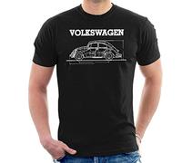 Volkswagen Beetle White Technical Diagram Men's T-Shirt