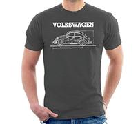 Volkswagen Beetle White Technical Diagram Men's T-Shirt