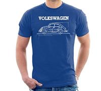 Volkswagen Beetle White Technical Diagram Men's T-Shirt