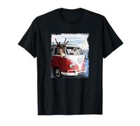 Volkswagen Christmas Camper Van Santa Claus And Reindeer T-Shirt