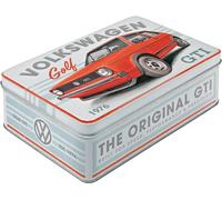 Nostalgic-Art Retro storage tin box flat, 2.5 l, VW Golf - GTI 1976 - VW Bus Gift idea, Official License Product (OLP), metal tin with lid, vintage design