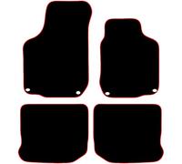 Volkswagen Golf MK4 1997 2004 4 Piece Set with 4 Oval Clips Car Mats UK-Made Tailored Fit Carpet Floor Mats Full Coverage Compatible Accessory Red Trim