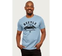 Volkswagen Men's Beetle Black Live The Adventure T-Shirt in Light Blue | Size: Medium Volkswagen Light Blue M