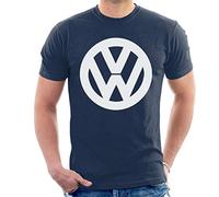 Volkswagen Men's Classic White VW Logo Men's T-Shirt, Navy Blue, XL