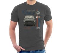 Volkswagen Men's Golf GTI Racing Distressed T-Shirt, Charcoal, M