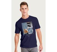 Volkswagen Men's Transporter T1 Camper Blueprint Art T-Shirt in Navy | Size: Large Volkswagen Navy L