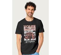 Volkswagen Men's Type 23 Camper Go Explore T-Shirt in Black | Size: Large Volkswagen Black L