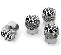 Volkswagen New VW Logo Rubber Valves Brass Valve Caps Silver 000071215D