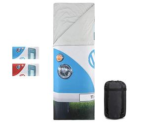 Volkswagen Summer Sleeping Bag for Camping Kids and Adults Spring Summer Autumn - Official VW Camper Van Design 190 x 75 cm - Multiple Colours