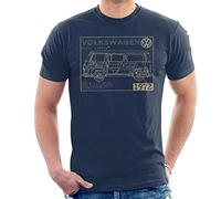 Volkswagen Type 2 Camper Plans Light Text Men's T-Shirt Navy Blue