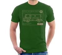 Volkswagen Type 2 Camper Plans Light Text Men's T-Shirt Bottle Green