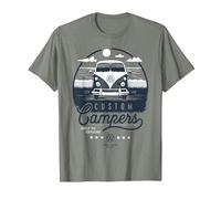 Volkswagen Type 2 Campervan Custom Campers T-Shirt, Men, Olive Heather, Large