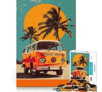 Volkswagen Type Pop Art Adults 1000 Pieces Puzzle Mental Fun Game Advanced Laser Cutting Tech Amusing Challenge for Waiting Time (38x26cm)