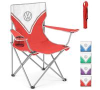VW Folding Camping Chair with Drinks Holder & Carry Bag - RED