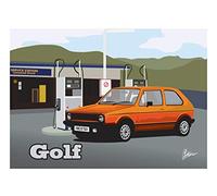 Volkswagen VW Golf Art Deco Birthday Fathers Day Blank Card