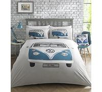 Volkswagen VW Official Licensed 'On Tour' design, Campervan Duvet Quilt Cover Set, Bedding (King Set)
