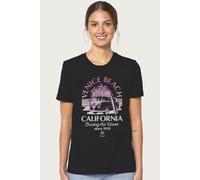 Volkswagen Women's Type 2 T1 Campervan Venice Beach California Relaxed Fit T-Shirt in Black | Size: 2XL Volkswagen Black 2XL