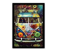 Volkswagon VW Wall Art VW Camper Wall art Framed Print Makes a Perfect trippy hippy VW Volkswagon Gift Flower Power
